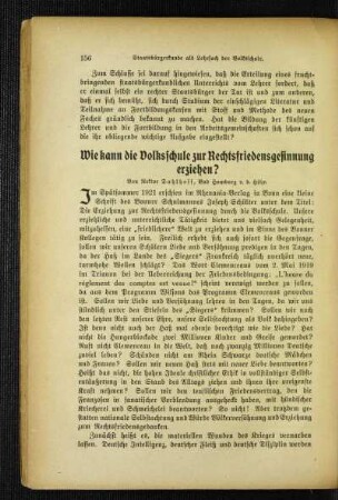Wie kann die Volksschule zur Rechtsfriedensgesinnung erziehen?