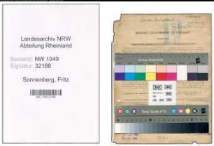 Entnazifizierung Fritz Sonnenberg , geb. 10.08.1896 (Kaufmaennischer Angestellter)