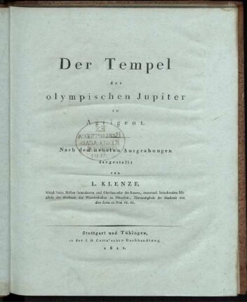 Der Tempel des olympischen Jupiter zu Agrigent : Nach den neuesten Ausgrabungen