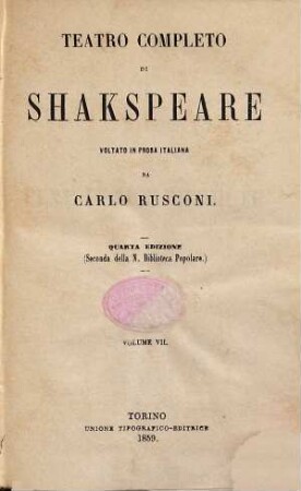 Teatro completo di Shakspeare, 7