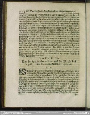Caput VII. Von der Special-Inquisition und der Verhör des Inquisiti, dann Formirung derer Interrogatorien