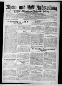 Rhein- und Ruhrzeitung : Tageszeitung für das niederrheinische Industriegebiet und den linken Niederrhein : das Blatt der westdeutschen Binnenschiffahrt