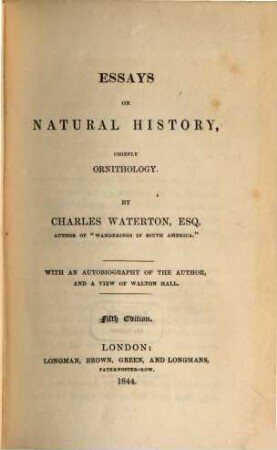 Essays on natural history, chiefly ornithology