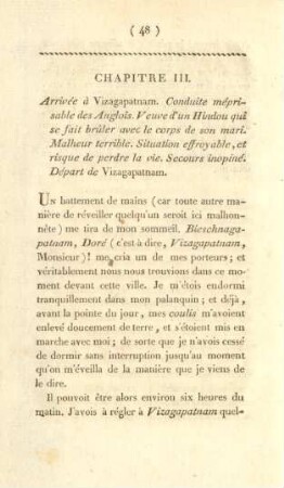 Chapitre III. Arrivée à Vizagapatnam. Conduite méprisable des Anglois ...