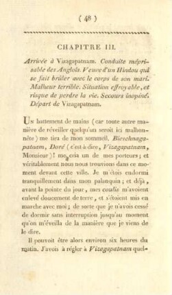 Chapitre III. Arrivée à Vizagapatnam. Conduite méprisable des Anglois ...