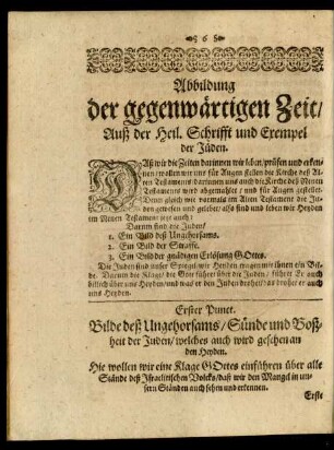 Abbildung der gegenwärtigen Zeit/ Auß der Heil. Schrifft und Exempel der Jüden