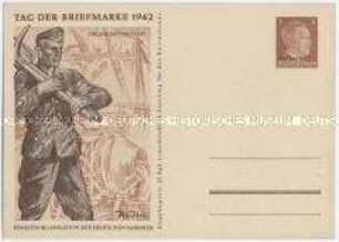 Postkarte zum Tag der Briefmarke 1942, Motiv Organisation Todt