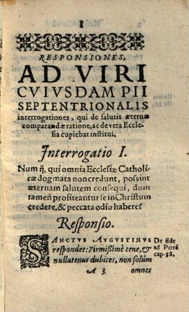 Responsiones ad ... Septentrionalis interrogationes ...