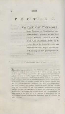 Protest, van Dirk van Hogendorp ...