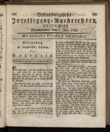 XXVIII. Stück. Sonnabends: den 11. Jul., 1789.