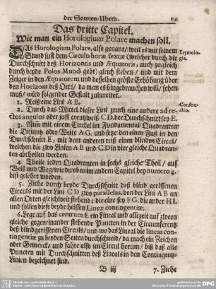 Das dritte Capitel. Wie man ein Horologium Polare machen sol.