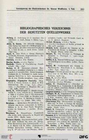 Bibliographisches Verzeichnis der benutzten Quellenwerke