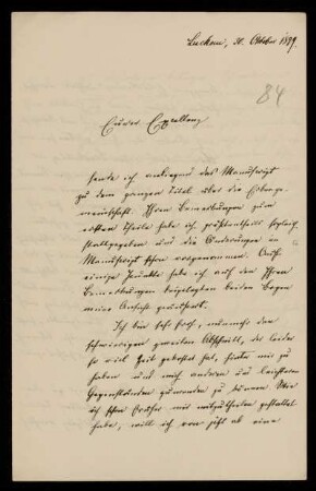 84: Brief von Friedrich Ritgen an Gottlieb Planck, Luckau (Landkreis Dahme-Spreewald), 30.10.1899