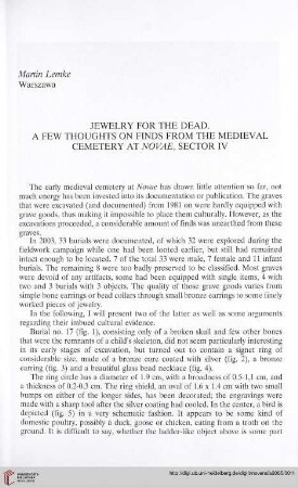 16: Jewlery for the dead : a few thoughts on finds from the medieval cemetery at Novae, sector IV