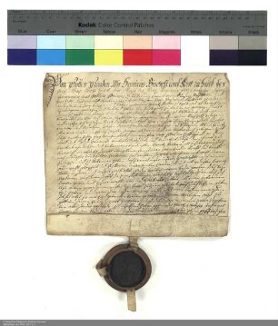 Lehenbrief Heinrichs [von Bibra], Bischof und Abt von Fulda, für Lorenz Müller über ein Burggut und mehrere im Einzelnen aufgeführte Güter in und bei Bad Brückenau