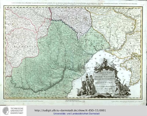 Neueste Karte Von Der Moldau, Walachei, Bessarabien Und Der Krim: Samt den angrenzenden Provinzen Siebenbürgen, Bukowina, einen grosen Theil von Ungarn, Galizien, Polen, Tatarei, Neurusland Und Bulgarien... Nach den besten Originalzeichnungen und Karten von General Bauer und H.I.F. [Jakob Friedrich] Schmid, entworfen von H.C. [Carl] Schütz u. gestochen von F. [Franz] Müller. Wien: Artaria Compagnie, [1789]