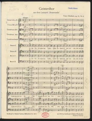Geisterchor aus dem Lustspiel "Rosamunde" : op. 26, Nr. 4