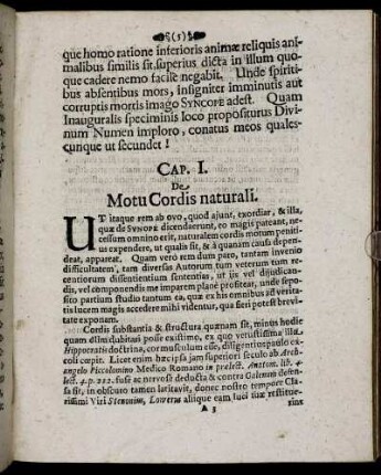 Cap. I. De Motu Cordis naturali.