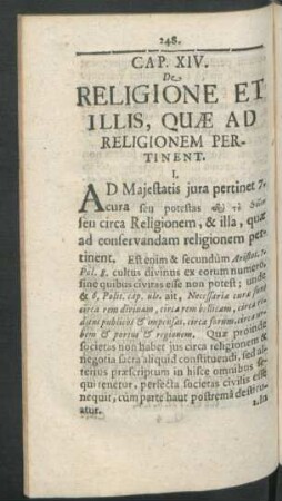 Cap. XIV. De Religione Et Illis, Quae Ad Religionem Pertinent