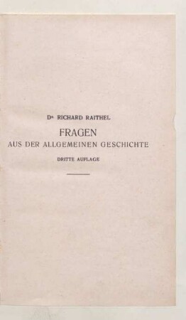 FRAGEN AUS DER ALLGMEINEN GESCHICHTE