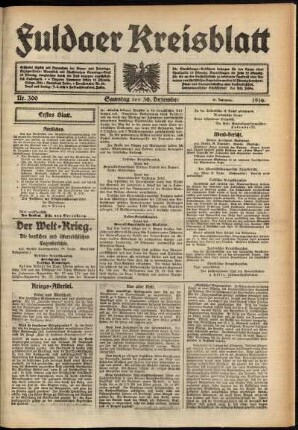 Erste Ausgabe vom Samstag, den 30. Dezember 1916.