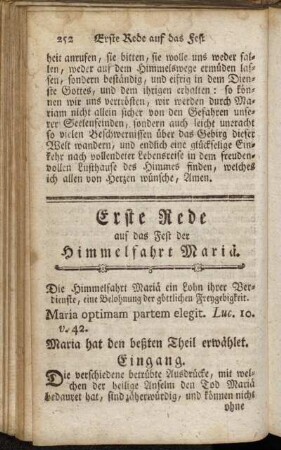 Erste Rede auf das Fest der Himmelfahrt Mariä