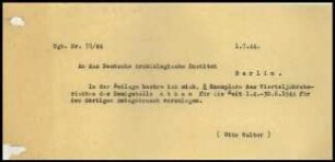 Anschreiben an die Zentraldirektion
