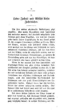 Ueber Inhalt und Absicht dieser Jahrbücher