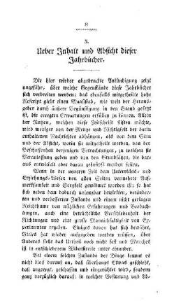 Ueber Inhalt und Absicht dieser Jahrbücher