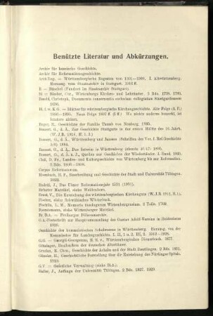 Benützte Literatur und Abkürzungen.