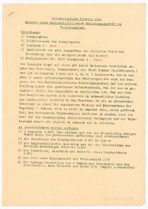 Nationalpolitische Erziehungsanstalt im Weserbergland Schinkelwettbewerb 1941: Erläuterungsbericht