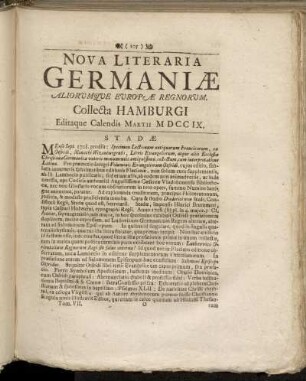 Nova Literaria Germaniæ Mensis Martii MDCCIX.