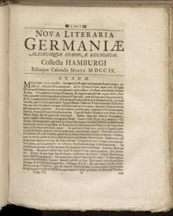 Nova Literaria Germaniæ Mensis Martii MDCCIX.