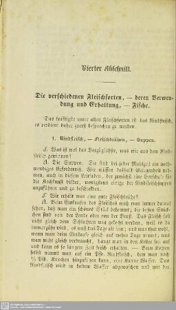 Vierter Abschnitt. Die verschiedenen Fleischsorten, - deren Verwendung und Erhaltung, - Fische