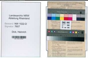 Entnazifizierung Heinrich Dick , geb. 06.01.1899 (Kaufmann)