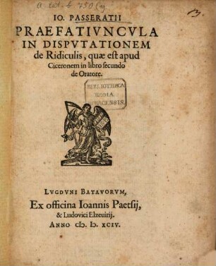 Praefatiuncula in disputationem de ridiculis, quae est apud Ciceronem in libro secundo de oratore