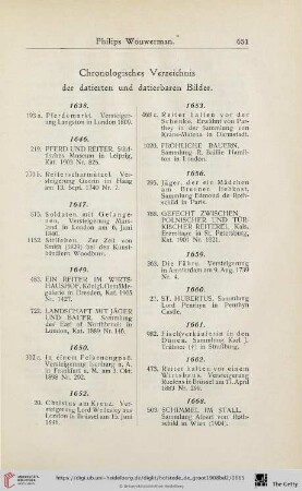 Chronologisches Verzeichnis der datierten und datierbaren Bilder