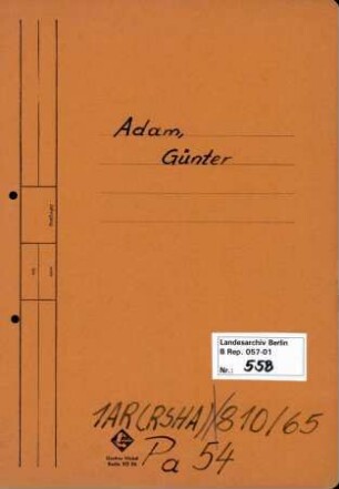 Personenheft Günter Adam (*23.04.1910), SS-Untersturmführer