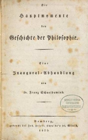 Die Hauptmomente der Geschichte der Philosophie
