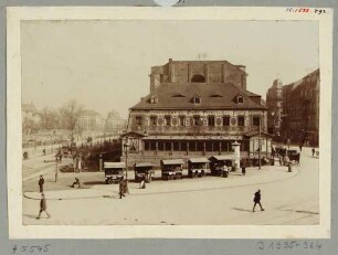 Das Restaurant und Café "Pirnaischer Platz" in Dresden an der Nordseite des Pirnaischen Platzes zwischen Moritzring und Amalienstraße (evtl. früheres Accishaus, vor 1895 für Kaiserpalast abgerissen)