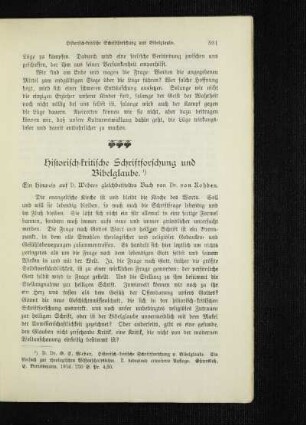 Historisch-kritische Schriftforschung und Bibelglaube : ein Hinweis auf D. Webers gleichbetiteltes Buch