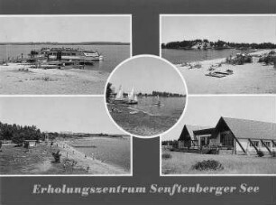 Senftenberg-Großkoschen. "Erholungszentrum Senftenberger See", Ansichtskarte, Großkoschen, MS "Glückauf"; Strandbereich Südseite; Strand in Niemtsch; Strand in Senftenberg; Gro koschen, BKK Kinderferienlager; Farbfotos: Darr, Reichenbach