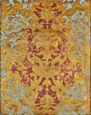 Goldledertapete, ornamentales Motiv Nr. 15, geprägt, bemalt
