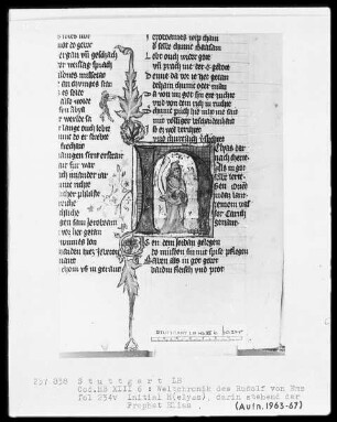 Weltchronik - Bruder Philipp — ---, Folio 1recto-256recto---, Folio 1recto-256rectoInitiale H (elyas) mit dem Propheten Elias, Folio 234verso