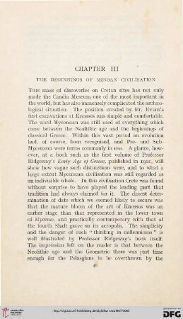 Chapter III: The beginnings of minoan civilisation