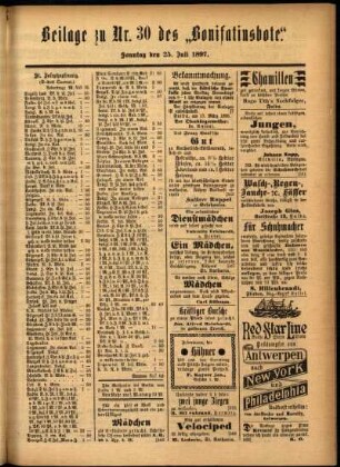 Zweite Ausgabe vom Sonntag, den 25. Juli 1897.