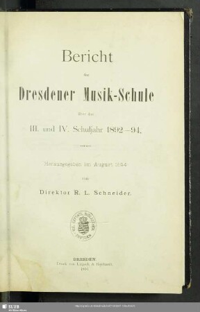 3/4.1892/94: Bericht der Dresdener Musik-Schule : über das ... Schuljahr ...