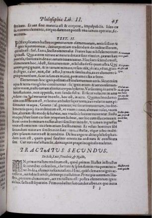 Tractatus Secundus. De Sole, Luce, Tenebris, & Nocte.
