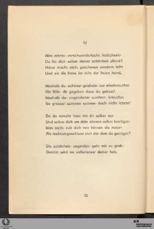 IV: Was zehrst · verschwenderische lieblichkeit