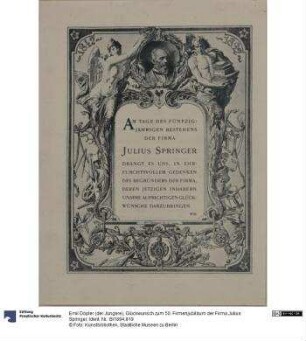Glückwunsch zum 50. Firmenjubiläum der Firma Julius Springer